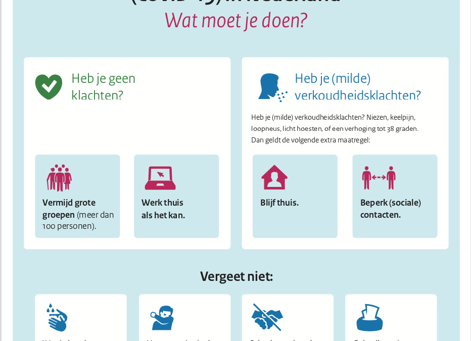 WAT TE DOEN TEGEN VERSPREIDING VAN HET CORONAVIRUS