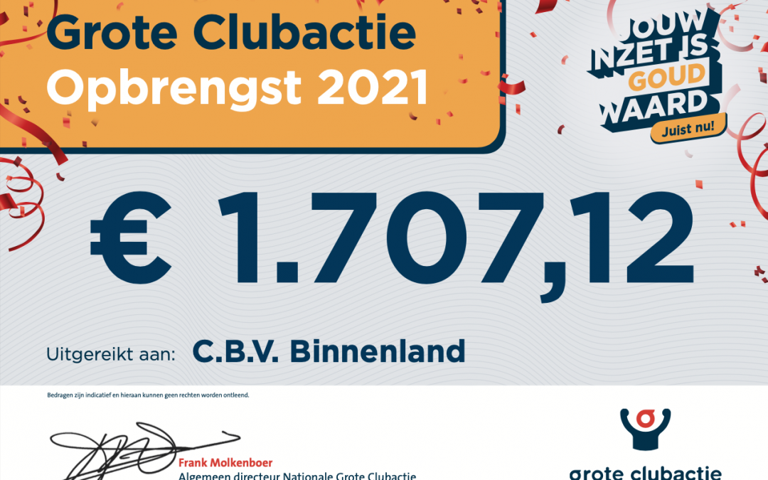 Grote Clubactie levert een uitstekend bedrag op