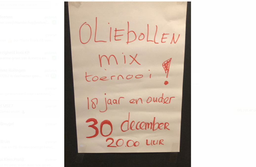 Oliebollen mix-toernooi, vrijdag 30 december