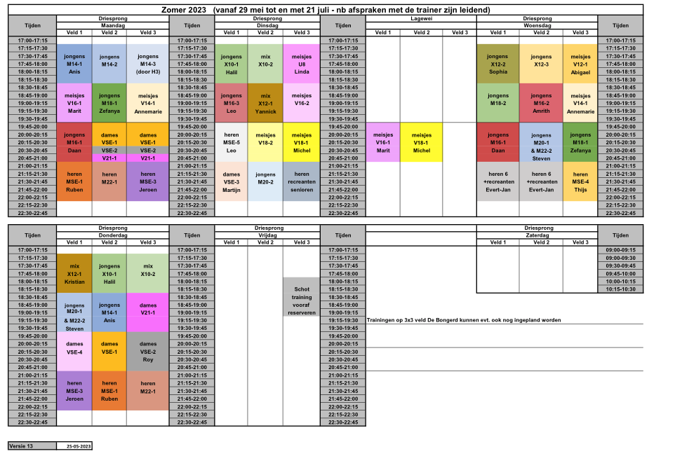 Trainingschema tot zomervakantie