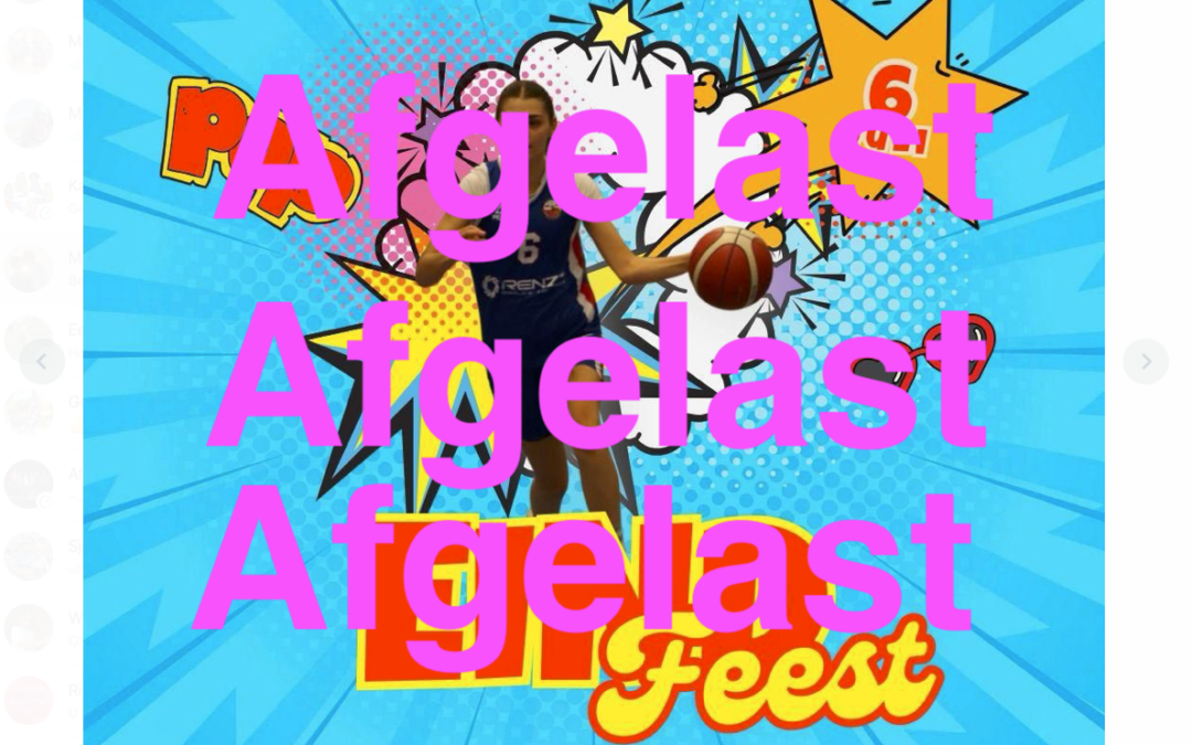 Eindfeest 6 juli helaas afgelast